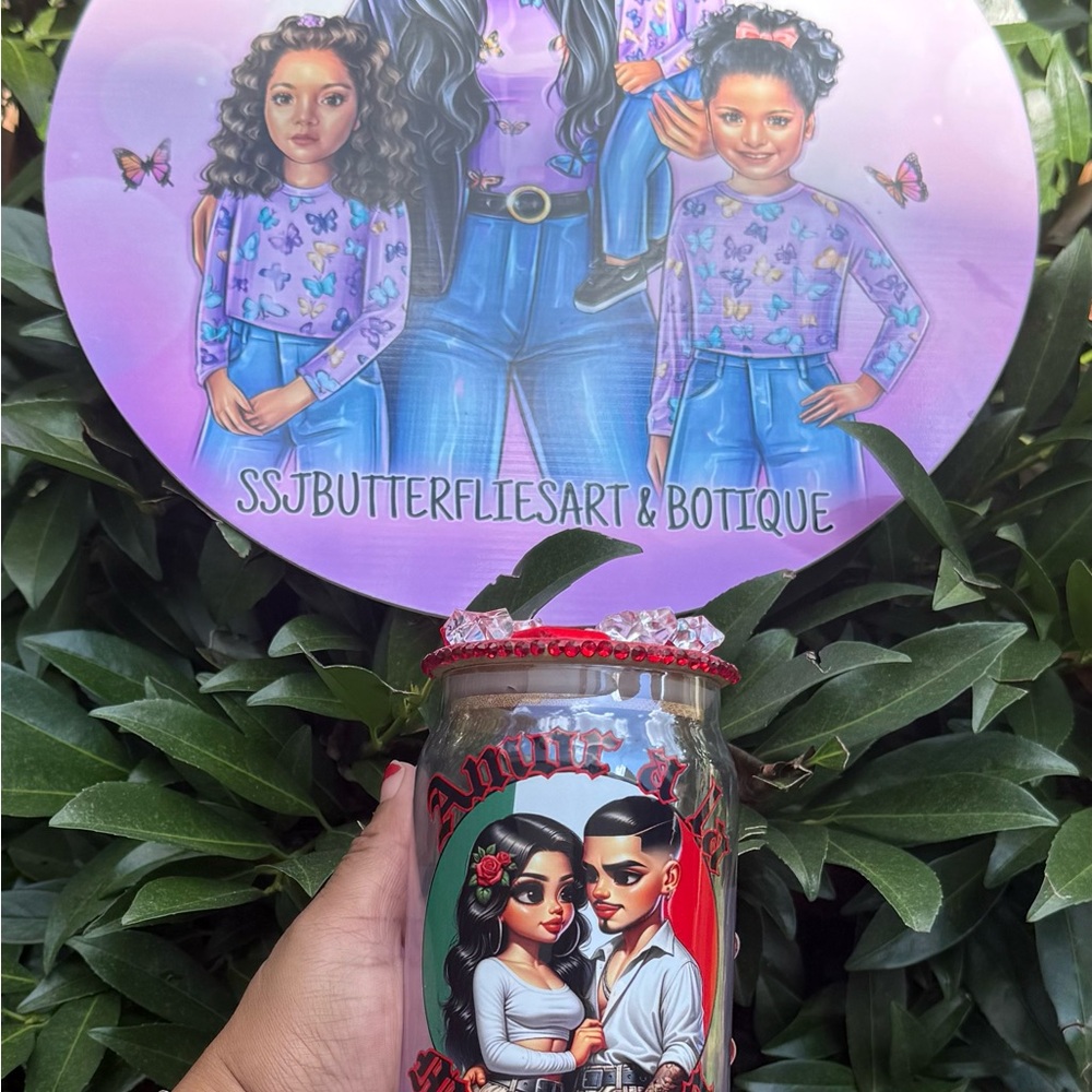 Custom Illustrated Candle with Family Portrait